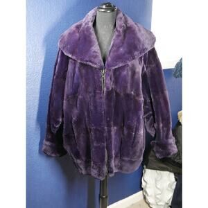 Stunning Purple Sheared Beaver Fur Coat Jacket